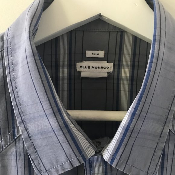 Club Monaco Heavy Cotton Check Western Shirt - Picture 3 of 7